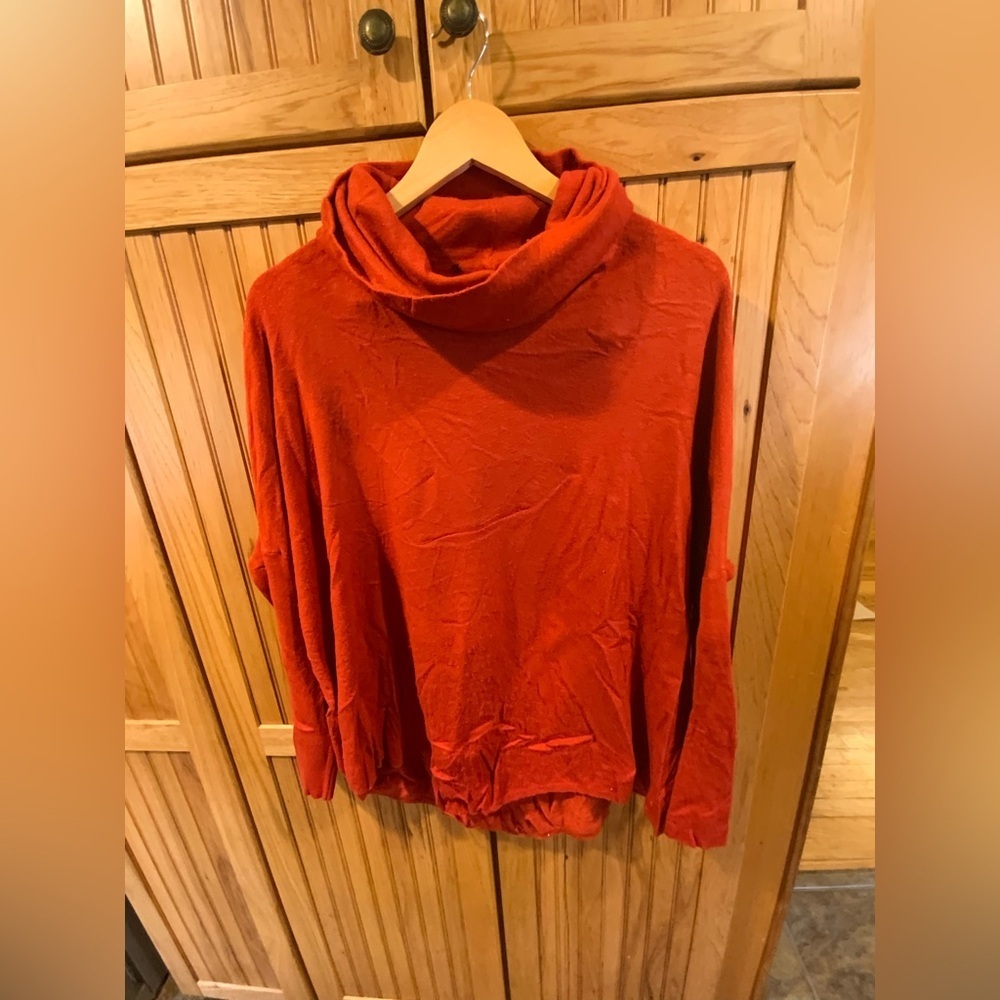 Elegant Cowl Neck Sweater in Vibrant Orange